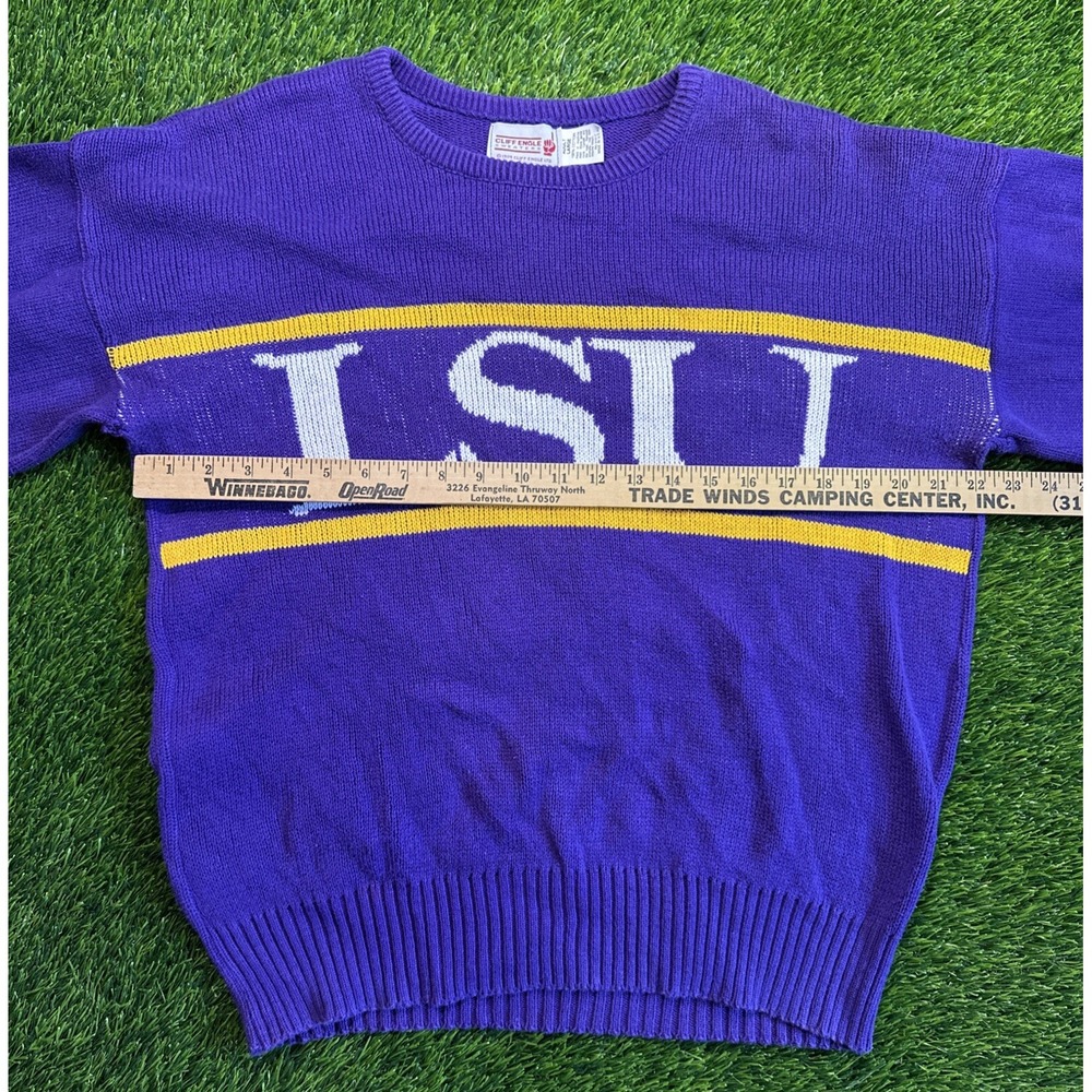 Vintage 1980's LSU TIGERS Cliff Engle Crew Neck Knit Sweater Made in‎ USA Large - Picture 5 of 11